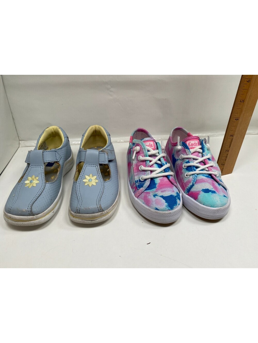 Keds Toddler Girls Kickstart Sneaker Tie Dye 9M & Blue Yellow Flower Keds 8